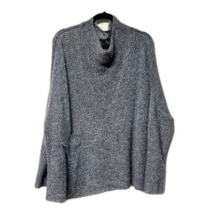 EILEEN FISHER Wool/Alpaca Blend Super Soft Lightweight Gray Funnel Neck Sweater